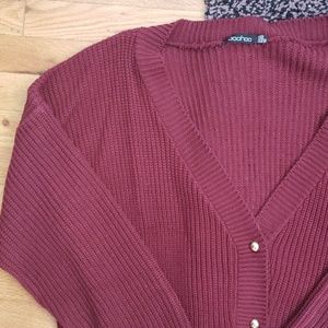 Burgundy Chunky Cardi FIRM PRICE